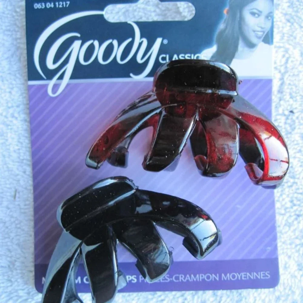 2 Goody Classic Medium Black Tortoise Spider Octopus Plastic Jaw Claw Clips 2.5